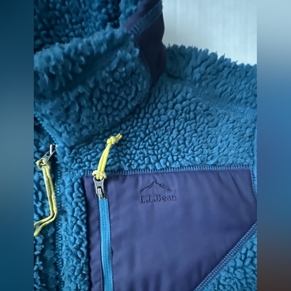L.L. Bean Sherpa Teal parka Zeep Up Boys Jacket L 14/16 - Picture 6 of 9